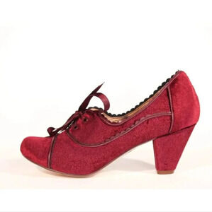 Chelsea Crew Madison Burgundy Velvet Retro heels